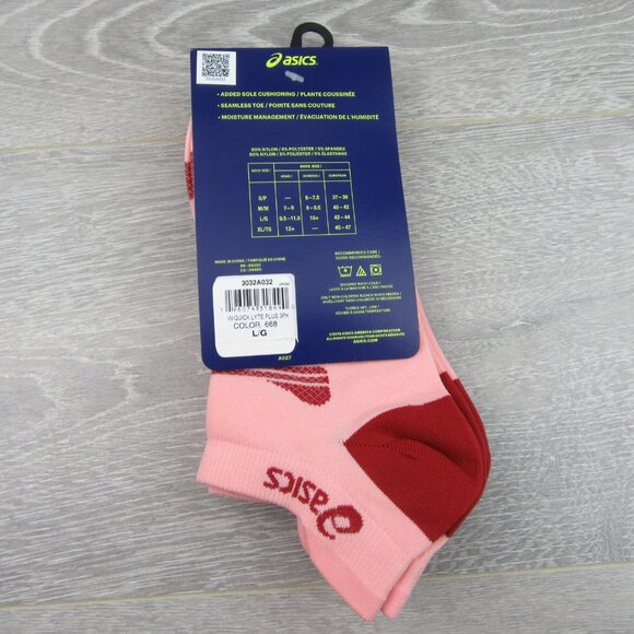 Asics Quick Lyte Plus Women’s Socks Size Large (3 Pairs) Frosted Rose Red NEW - Picture 9 of 11